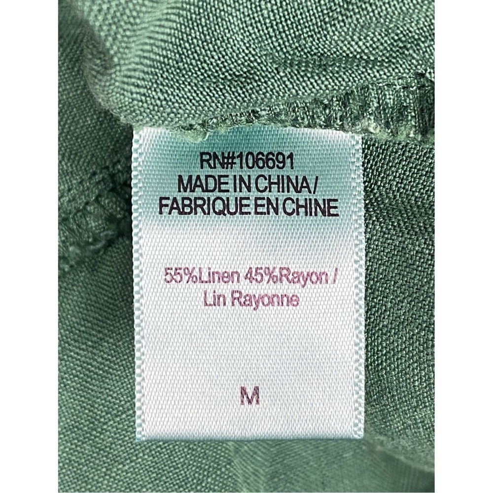 YFB Cuba Sleeveless Linen Utility Button Down Romper, Green - Size M - Picture 8 of 8